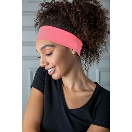 Scunci Wide Headwraps for Workouts, Sports, Fitness, Dance, and Basic Fashion in Classic Colors, 5ct