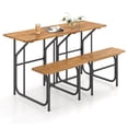 thumbnail image 1 of Costway 2 PCS Patio Table Bench Set Picnic Table & Seat with Acacia Wood Top Metal Legs, 1 of 9