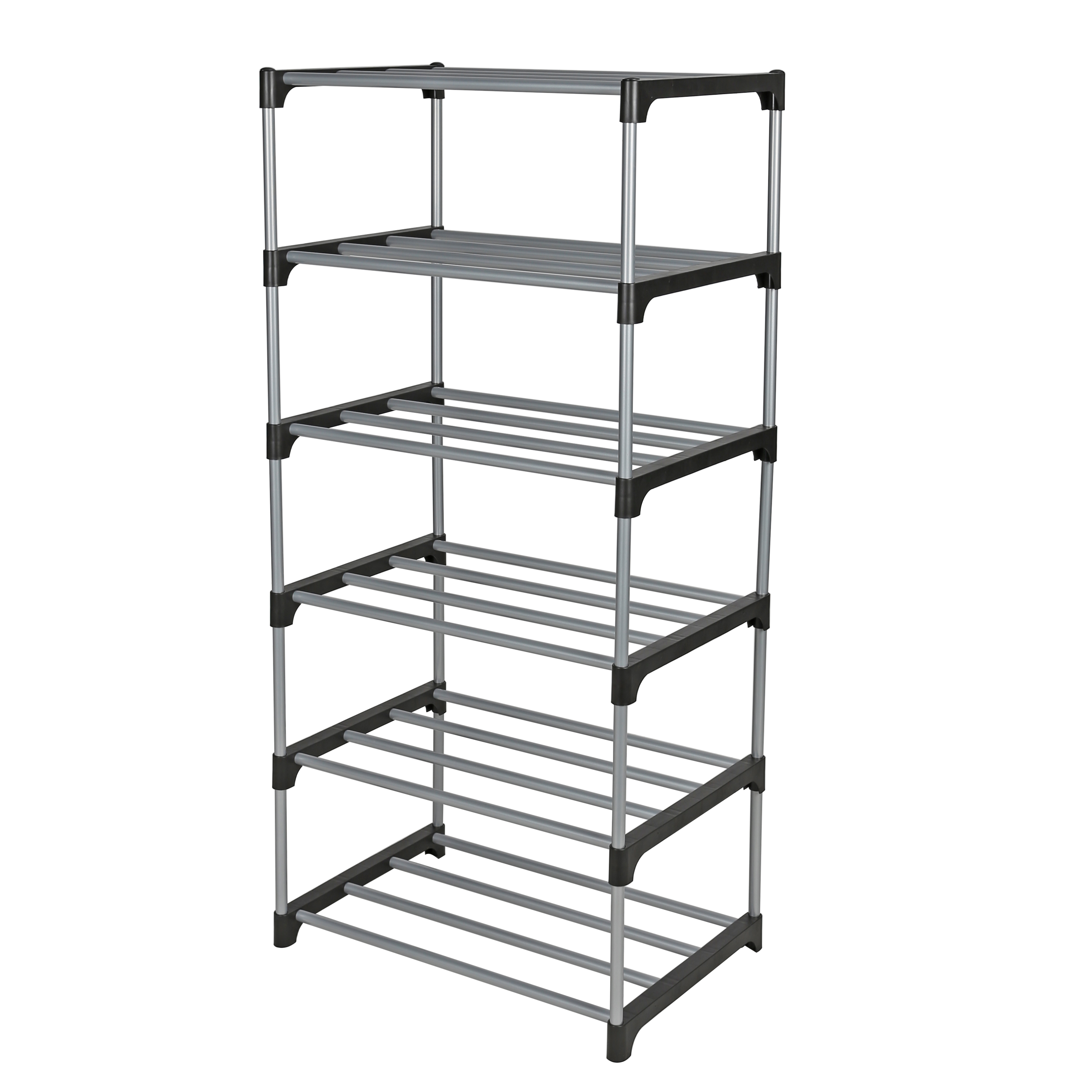 Mainstays 6-Tier Shoe Rack, Black and Silver photo 2