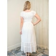 thumbnail image 4 of Women Renaissance Peasant Maiden Boho Inspired Cap Sleeve Lace Trim Maxi Dress, Cream, X-Large, 4 of 5