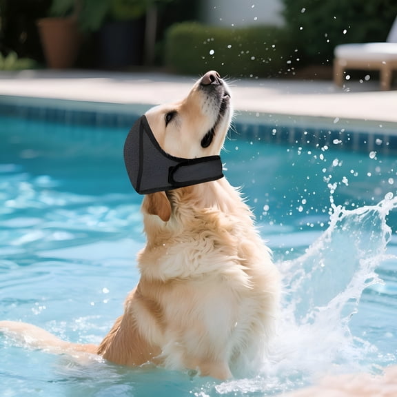 BPPEG Swimming Waterproof Dog Ear Cups Calming Large Dog Ears Cover Shower Cap for Ear Protection for Bath for Grooming - Grey L