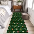 thumbnail image 4 of 2'x6' Rug Runners for Hallways Kitchen, Green Christmas Non Slip Entryway Beside Floor Carpet Runner, Green Botanical Xmas Balls Star Washable Laundry Room Bedroom Throw Rugs Mat for Family Pet, 4 of 8