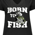 thumbnail image 4 of Inktastic Born to Fish Women's Plus Size V-Neck T-Shirt, 4 of 5