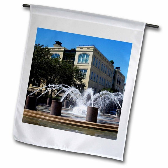3dRose, Fountain in Charleston, SC, 12 x 18 inch Garden Flag
