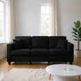 thumbnail image 4 of Gewnee 86.5''Modern Teddy Velvet Sofa with 2 Pillows,Extra-Wide Deep Sofa Couch,Suitable for Living Room,Bedroom,Office,Apartment (Black), 4 of 21
