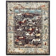 thumbnail image 1 of Unique Loom Narenj Hunting Scene Textured Rug 8' x 10' Rectangle Navy Blue/Tan, 1 of 2