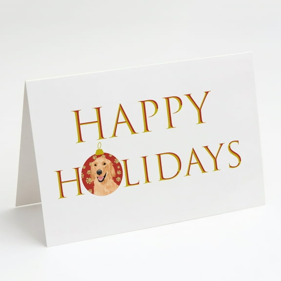 Golden Retriever Gold #1 Happy Holidays Greeting Cards and Envelopes Pack of 8 7 in x 5 in