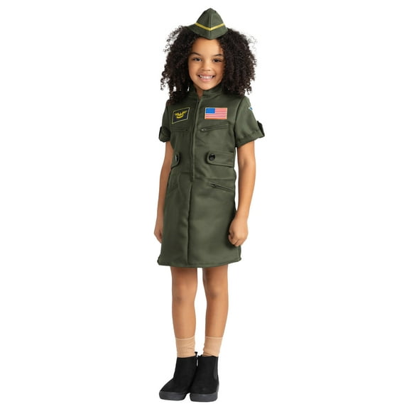 Dress-Up-America Fighter Pilot Costume for Girls - Air Force Fighter Pilot Dress - Top Gun Dress Up Suit for Girls