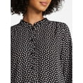 thumbnail image 5 of Time and Tru Women's Ruffle Button Down Blouse with Long Sleeves, Sizes XS-XXXL, 5 of 6