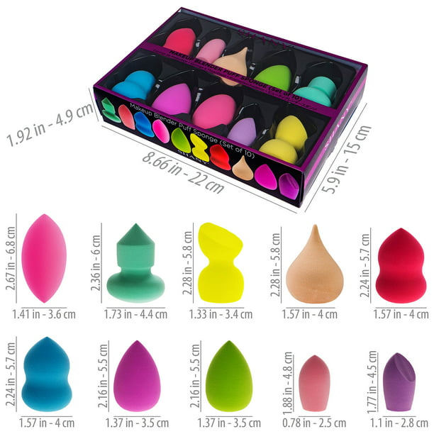 SHANY Makeup Beauty Sponge Blender Puff - Latex-free & Vegan , Shapes & Colors - Set of 10 - Walmart.com