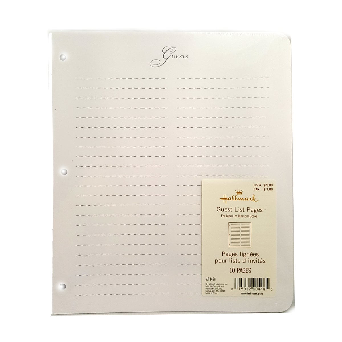 Hallmark Guest List Pages For Medium Memory Books AR1498