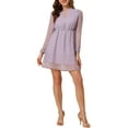 thumbnail image 3 of MODA NOVA Juniors Gilding Star Choker V Neck Long Sleeves Above Knee Dress, 3 of 6