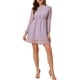 thumbnail image 2 of Vestido de fiesta de manga larga con escote en V y falda acampanada para mujer Inspire Chic, color lavanda con estrellas doradas, 2 of 6