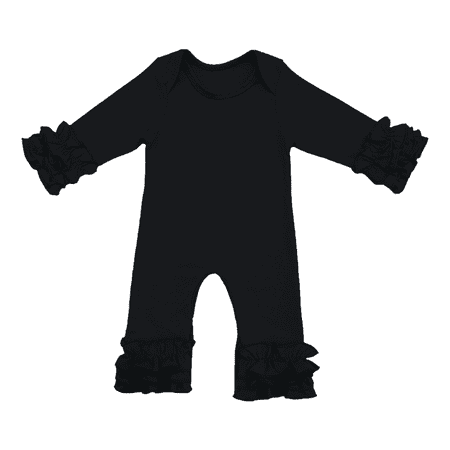 

IDOPIP Toddler Little Girls Baby Romper Icing Ruffle Bottoms Long Sleeve Jumpsuit Playwear Pants Solid Floral Printed Pajamas Homewear Summer Fall Birthday Outfits Party Clothes 3-6 Months Black