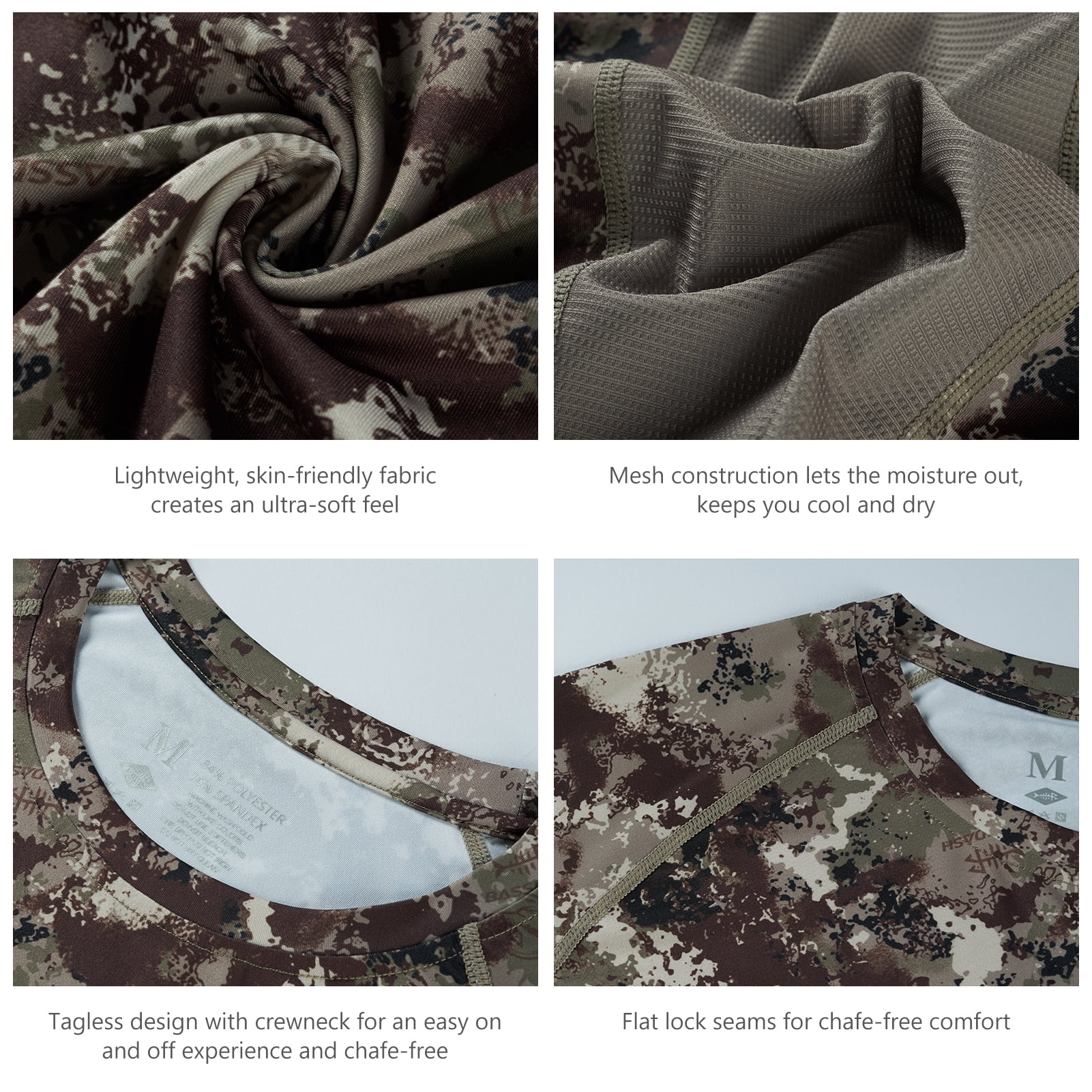 Bassdash FS13M Men's Hunting Camo Performance Long Sleeve Shirt Fishing UPF50+