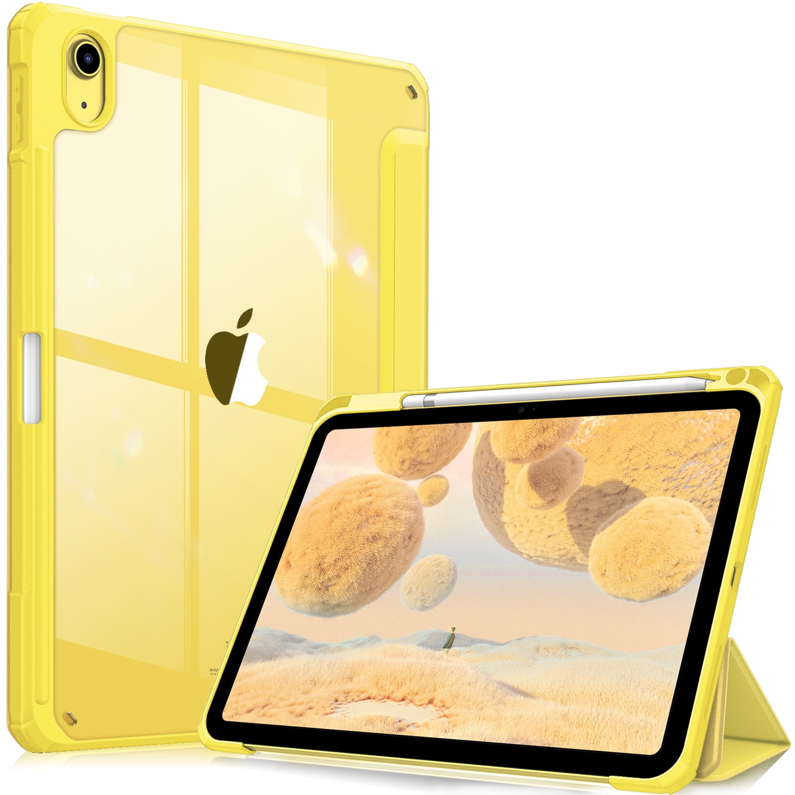 Fintie Hybrid Slim Case for iPad 10th Generation 10.9 Inch Tablet (2022  Model), with Clear Transparent Back, Yellow