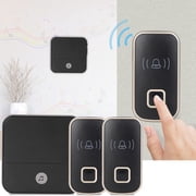 NFTIGB 110db Wireless Doorbell Chime Kit 300M Remote Door Bell For Elderly Deaf Caller With 1 Receiver And 2 Transmitters Black 100-240V US Plug Smart Home Security Alarm System Touch Button Lighted