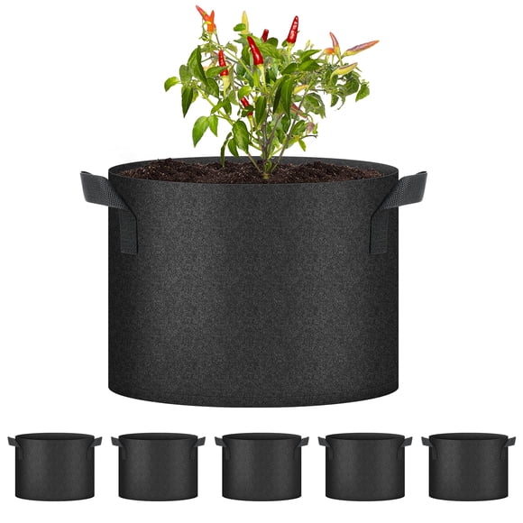 Bolsas HealSmart para cultivo de plantas, 10 galones, 5 unidades, con asas, negras