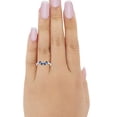 thumbnail image 4 of Curved Wedding Eternity Band Blue Sapphire CZ 925 Sterling Silver Ring Size 7, 4 of 4