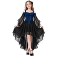 thumbnail image 3 of ibiyuan Girls Gothic Vampire Halloween Costume, Black High Low Dress, Kids Vampire Dress Up Outfit for Halloween, 3 of 5