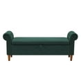 thumbnail image 4 of 63" Storage Ottoman Bench, Button Tufted End of Bed Ottoman Bench, Rolled Armed Ottoman Couch Long Bench, Multifunctional Storage Rectangular Sofa Stool, for Bedroom, Living Room, Hallway, Green, 4 of 9