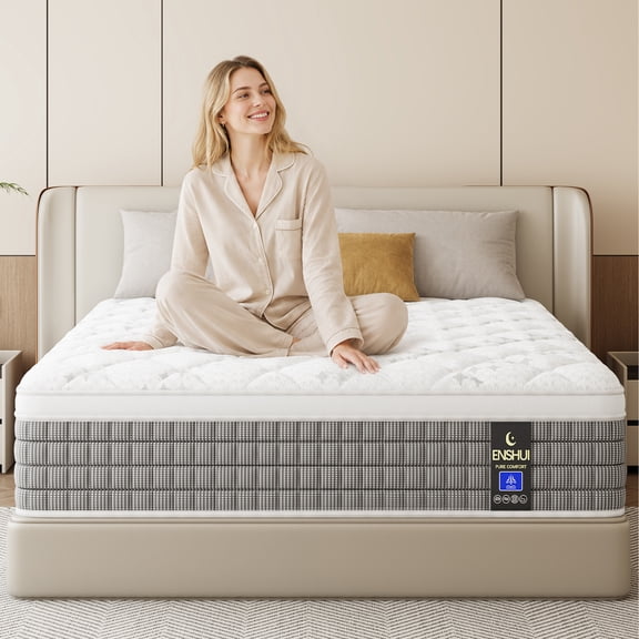 ENSHUI Twin Mattress, 12 inch Hybrid Single Mattress in a Box, Medium Firm Cooling Gel Memory Foam Mattress with Pocket Springs, Pressure Relief & Motion Isolation, Edge Support, CertiPUR US