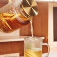 thumbnail image 4 of Ribbed Glass Pitchers, Glass Ribbed Pitcher with Lid, Liter Classic Vertical Stripes Heat Glass Jug with Handle, Glass Water Carafe with Spout, Beverage Container(1pc,1.2L), 4 of 8