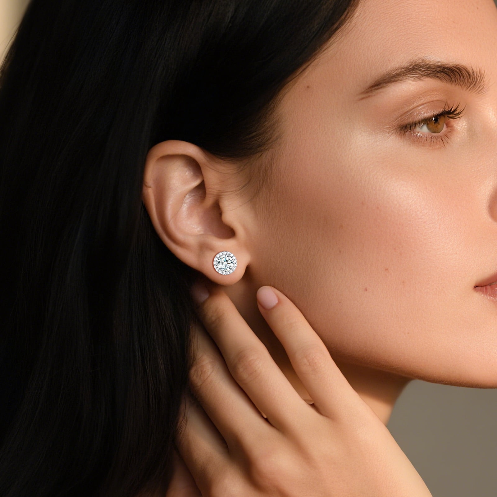 Bestyle Pure 925 Sterling Silver Birthstone Stud Earrings Round Synthetic Clear Quartz Diamond Studs Earrings Women Birthday Graduation Gifts April