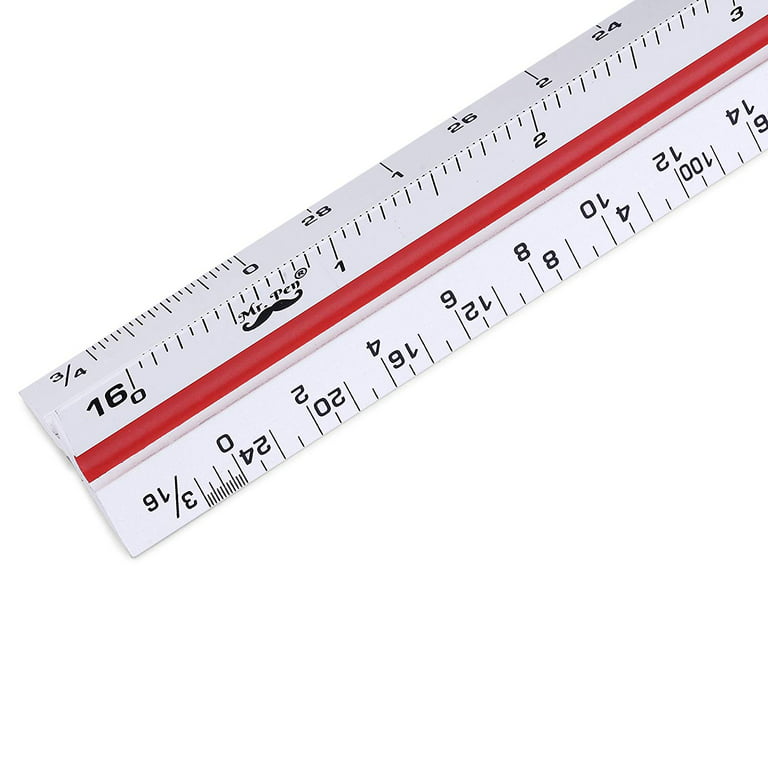 Stylo Architectural Scale Ruler - 12 Inch Laser Etched Triangle