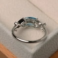 thumbnail image 3 of Swiss blue topaz ring, wedding ring, marquise cut blue gemstone, sterling silver ring, 3 of 4