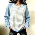 thumbnail image 2 of LUVDA Women's Raglan Stripe Crew Neck Sweatshirt Contrasting Sleeves Relaxed Fit Fall Pullover, 2 of 5