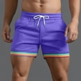 thumbnail image 2 of Xdzjlr Mens Sports Shorts,Summer Solid Color Rainbow Pocket Drawstring Straight Beach Soft Running Shorts For Men, 2 of 5