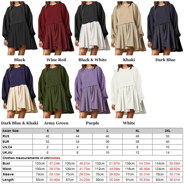 Dress,Women Oversized Dress Autumn Relaxed Fit Autumn And Winter Pleated Army Autumn Winter Color Loose Dress Pleated Ruffle Dress Army Oversized Dress Dazzduo Dress Color Dress With Pleated