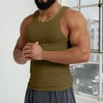 thumbnail image 2 of Men's Tank Tops Summer Knitted Ice Silk Ribbed Solid Color Round Neck Sleeveless Athletic Slim Fit Shapewear Gym Fitness Casual Vest Daily-Wear,Green,XXL Shirts, 2 of 5