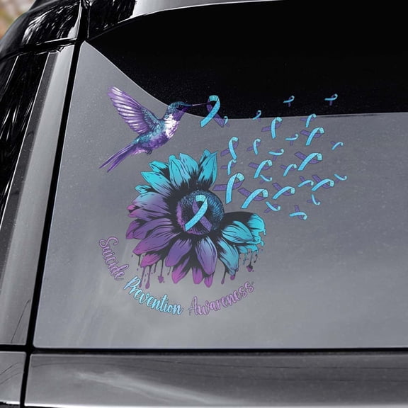 Lotusprinthandmade Suicide Awareness Hummingbird Suicide Awareness Semicolon Heart You Matter Transparent Vinyl Decal 4 Sizes