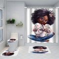 thumbnail image 1 of Accesorios de baño Cortina de ducha de poliéster con impresión digital 3D de niña africana Cortinas divisorias para baño, 1 of 6