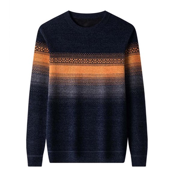 Men's Long Sleeved Plush And Thick Retro Ethnic Style Knitted Sweater With Warm Foundation In Autumn And Winter Loose Hoodie