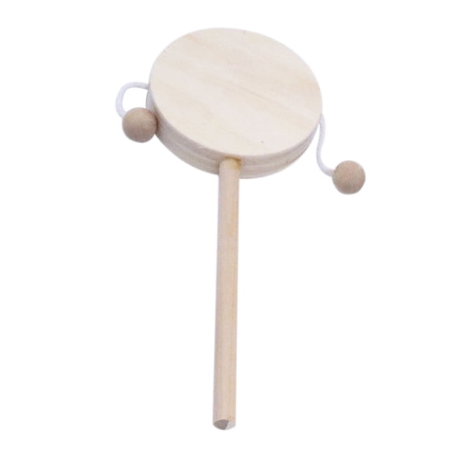 Tambor de madera sin terminar, hecho a mano, creativo, artesanal, en blanco, sin pintar Sólido