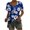 Blue, variant on Fesfesfes Womens Short Sleeve Workout Tops Womens Fashion Comfortable Casual V-Neck Short Sleeve Print Top Blouse Sweatshirt for Women S(US:4)