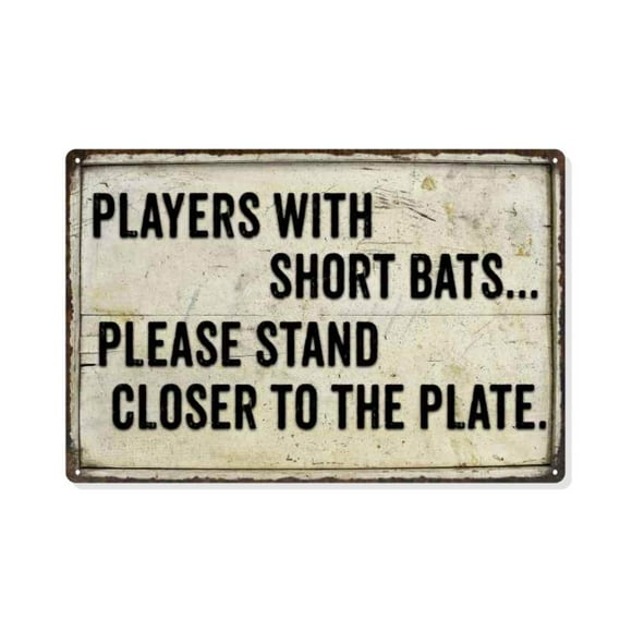 Players with Short Bats Funny Bathroom Sign Toilet Signs Restroom Decor Wall Decorations Art Plaque Rustic Mens Cute LOL Honey Poop Gift 12 x 18 Matte Finish Metal 112180061005