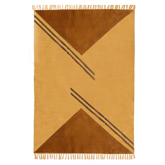 Casavani Handmade Brown Cotton Dhurrie Custom Kitchen Carpets Home Decor Kilim 2x3 feet