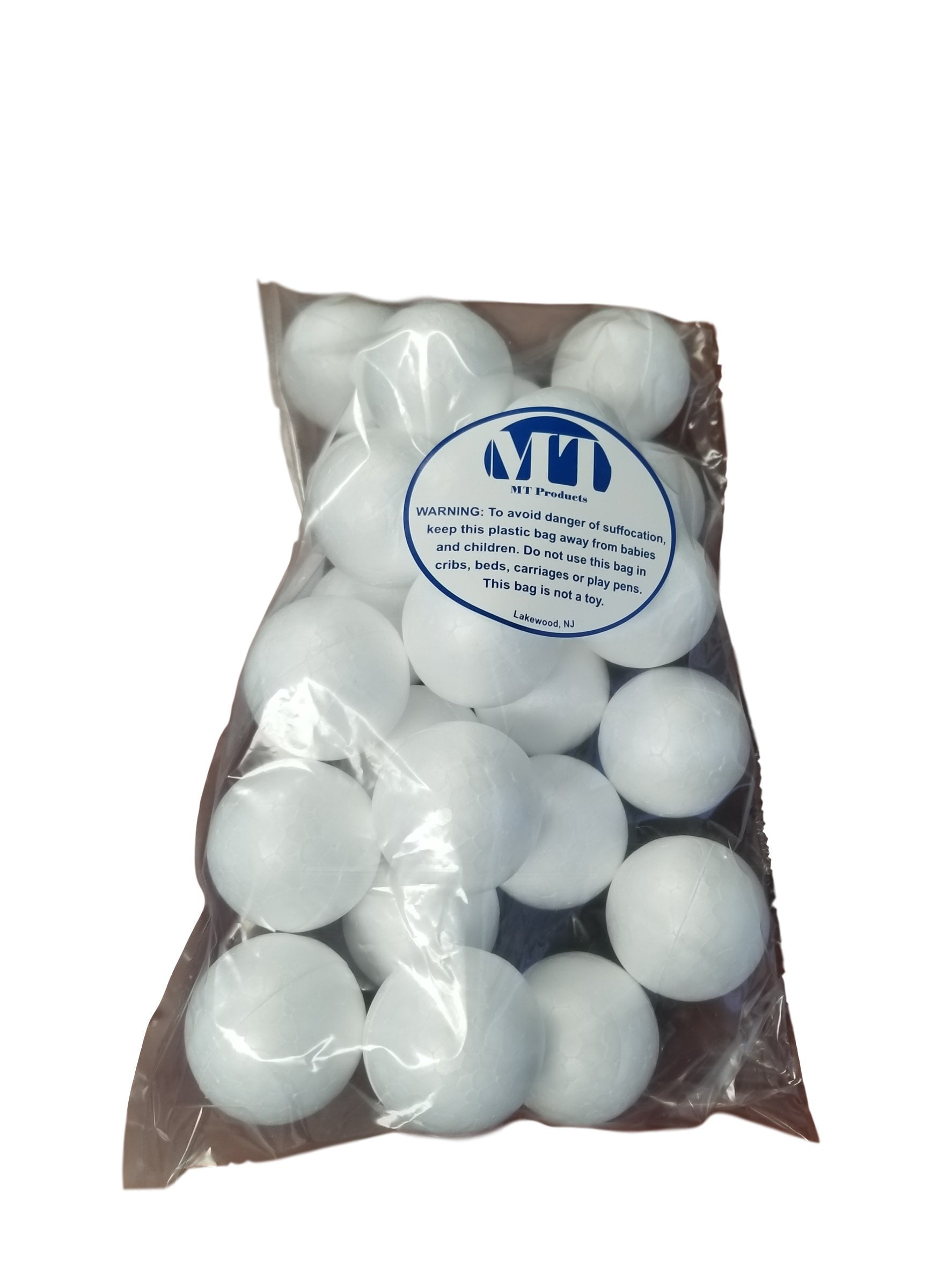 MT Products 8 White Polystyrene Foam Balls for Crafts - Pack of 2
