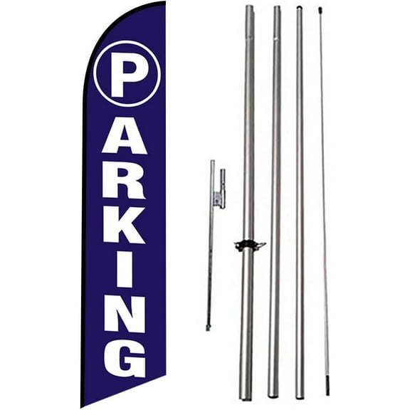 Parking Sign Outdoor Feather Banner Flag Signs with complete Pole kit and Ground Spike
