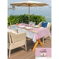 thumbnail image 4 of Outdoor Tablecloth with Umbrella Hole and Zipper, Happy Easter Rectangle Table Cloth 60x84 Inch Waterproof Tablecloth, Colorful Spring Eggs Pink Wooden Picnic Table Cover for Patio Camping, 4 of 7