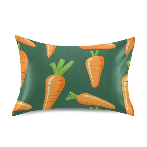 Cute Carrots Cartoon Satin Pillowcase Envelope Design Pillow Covers 1 Pack Standard Size 20" x 26"