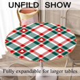 thumbnail image 3 of Tablecloth Round Christmas Trees Table Cloth Diagonal Check Plaid and Christmas Trees Red Green White Table Cover for Dining Room Kitchen Decoration Round Tablecloths 60 inch, 3 of 6