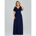 thumbnail image 1 of Plus Size Evening Dresses Long Elegant A Line V Neck Ruffles Chiffon Formal Wedding Party Dress Robe De Soiree, 1 of 8