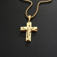 thumbnail image 4 of Multilayer Cross Christ Jesus Pendant Necklace 14K Yellow Gold Link Box Chain Men Gold Color Crucifix Jewelry Gift, 4 of 7