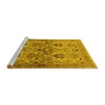 thumbnail image 2 of Ahgly Company Machine Washable Indoor Round Oriental Yellow Industrial Area Rugs, 4' Round, 2 of 4