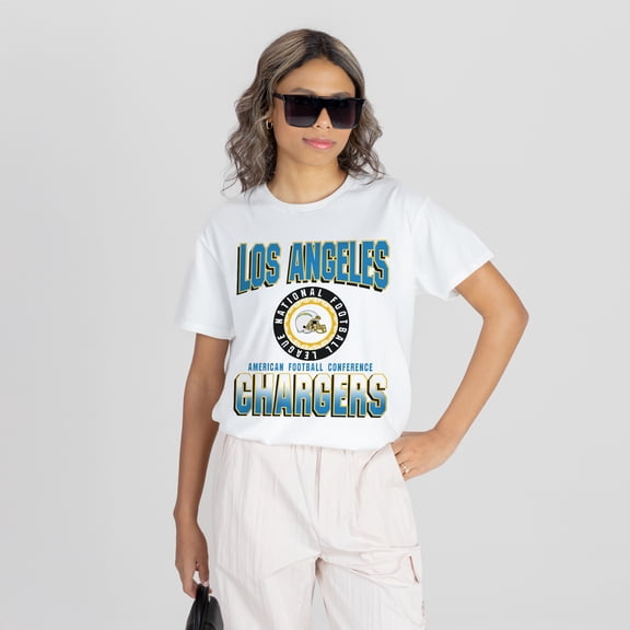 Women's Gameday Couture White Los Angeles Chargers Oversized All-Time Classic Flowy T-Shirt
